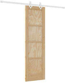 vidaXL Συρόμενη Πόρτα με Σετ Εξαρτημάτων 61x198.5 εκ Μασίφ Ξύλο Πεύκου
