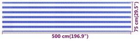 vidaXL Διαχωριστικό Βεράντας Μπλε / Λευκό 75x500 εκ. από HDPE