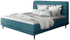 Επενδυμένο κρεβάτι Wavy με στρώμα και ανώστρωμα-160 x 200-Petrol