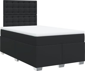 vidaXL Κρεβάτι Boxspring με Στρώμα Μαύρο 120x190εκ.από Συνθετικό Δέρμα