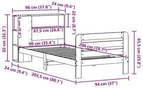 Σκελετός Κρεβ. Χωρίς Στρώμα Καφέ Κεριού 90x200 εκ Μασίφ Πεύκο - Καφέ