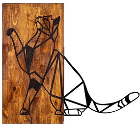 Διακοσμητικό Τοίχου Cat 899SKL1240 58x65cm Walnut-Black Wallity Metal,Wood