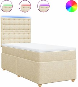 vidaXL Κρεβάτι Boxspring με Στρώμα Κρεμ 90x200 εκ.Υφασμάτινο
