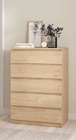 Naia συρταριέρα με 5 συρταριέρα 77x50x111,3εκ. Jackson Hickory
