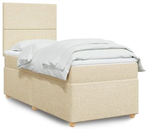 vidaXL Κρεβάτι Boxspring με Στρώμα Κρεμ 80 x 200 εκ. Υφασμάτινο