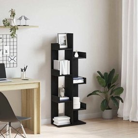 vidaXL Βιβλιοθήκη Μαύρη δρυς 48 x 25.5 x 140 εκ Επεξεργασμένο ξύλο