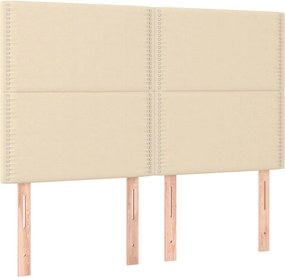 vidaXL Κρεβάτι Boxspring με Στρώμα &amp; LED Κρεμ 140x200 εκ. Υφασμάτινο