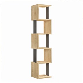 Βιβλιοθήκη Piri Megapap χρώμα φυσικό οξιάς/ανθρακί 35x30x161εκ.