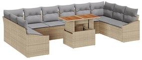 vidaXL Σέτ φαγητού για κήπο 11 pcs Μπεζ, Γκρι 100 x 55 x 73 εκ