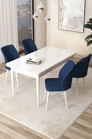 Dining Table &amp; Chairs Set (5 Pieces) Arp - White, Navy Blue White
Navy Blue