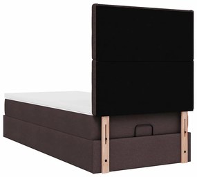 Οθωμανικό κρεβάτι με στρώμα &amp; LEDs Σκούρο καφέ 80x200cm ύφασμα 3314130