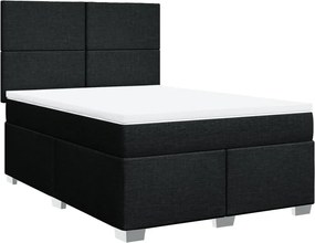 vidaXL Κρεβάτι Boxspring με Στρώμα Μαύρο 140x200 εκ. Υφασμάτινο