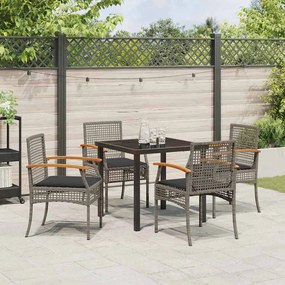 vidaXL Σέτ φαγητού για κήπο 5 pcs Γκρι συνθετικό ρατάν