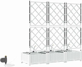 vidaXL Γλάστρα Κήπου 3 τμχ. Λευκό 120 x 40 x 126 cm PP