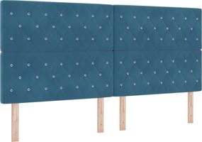 vidaXL Κρεβάτι box spring με στρώμα Μπλε 200 x 200 cm Βελούδο