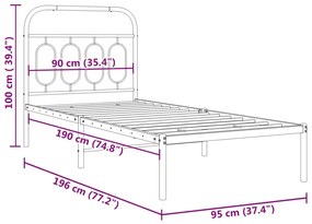 ΠΛΑΙΣΙΟ ΚΡΕΒΑΤΙΟΥ ΜΕ ΚΕΦΑΛΑΡΙ ΜΑΥΡΟ 90 X 190 ΕΚ. ΜΕΤΑΛΛΙΚΟ 377109