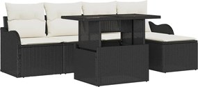 vidaXL Σετ Καθισμάτων Εξωτερικού Χώρου 6 pcs Μαύρο Πολυ ράταν