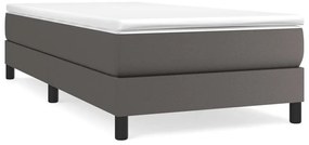 vidaXL Κρεβάτι Boxspring με Στρώμα Γκρι 100x200εκ. από Συνθετικό Δέρμα