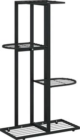 vidaXL Ανθοστήλη 4 Επιπέδων Μαύρη 43 x 22 x 76 εκ. Μεταλλική