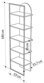 Βιβλιοθήκη Archy Megapap χρώμα ανοιχτό καρυδί 53x31,7x180εκ.