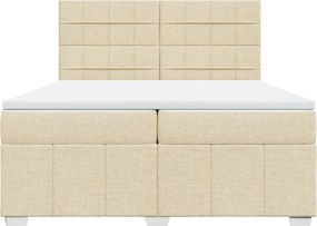 vidaXL Κρεβάτι Boxspring με Στρώμα Κρεμ 200x200 εκ. Υφασμάτινο