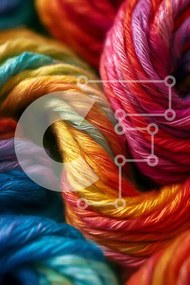 Intra Συλλεκτικό Ξύλινο Παζλ Plywood 4mm - Κοντινή εικόνα μιας μπάλας νήματος με χρώμα ουράνιο τόξο Σε Ξύλινο Κουτί - Διαστάσεις: 10x10 cm – 25 κομμάτια