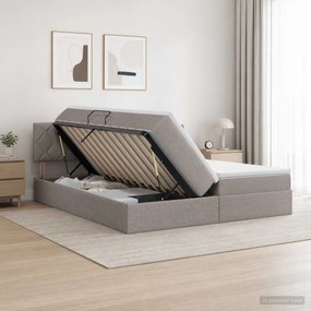 vidaXL LED Κρεβάτι αποθήκευσης με στρώμα Taupe 200 x 200 cm Ύφασμα