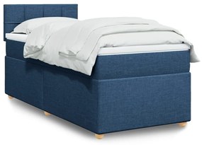 Κρεβάτι Boxspring με Στρώμα Μπλε 80x200 εκ. Υφασμάτινο