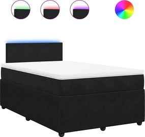 vidaXL Κρεβάτι Boxspring με Στρώμα Μαύρο 120x190 εκ. Βελούδινο