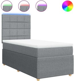 vidaXL Κρεβάτι Boxspring με Στρώμα Ανοιχτό Γκρι 90x190 εκ. Υφασμάτινο