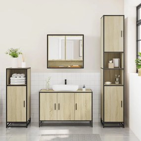 vidaXL Σετ Επίπλων Μπάνιου 3 Τεμαχίων Sonoma Δρυς Επεξεργασμένο Ξύλο