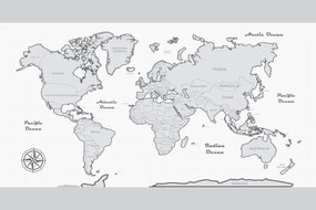 Εικόνα στον παγκόσμιο χάρτη φελλού με γκρι περίγραμμα