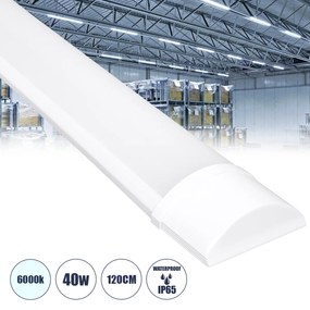 GloboStar® 60158 LED Γραμμικό Βιομηχανικό Φωτιστικό Tri-Proof 120cm 40W 3806lm 120° AC 220-240V Αδιάβροχο IP65 Μ120 x Π7.5 x Υ2.5cm Ψυχρό Λευκό 6000K - 2 Χρόνια Εγγύηση