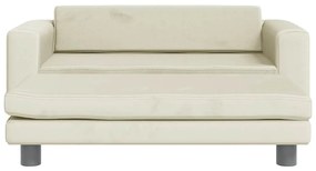 vidaXL Καναπές Παιδικός με Υποπόδιο Κρεμ 100x50x30 εκ. Βελούδινος