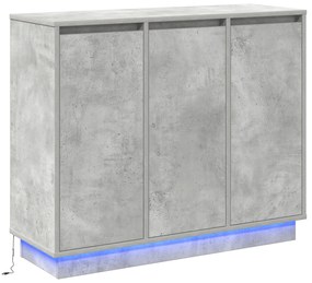 vidaXL Κομοδίνο με LED Γκρι Σκυρόδεμα 90x32x75 εκ Επεξεργασμένο ξύλο