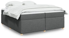 vidaXL Κρεβάτι Boxspring με Στρώμα Σκούρο Γκρι 200x200 εκ. Υφασμάτινο