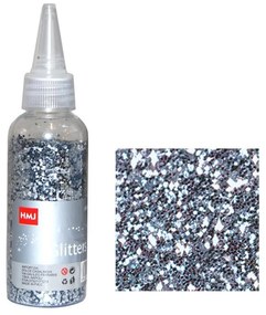 Glitter νιφάδες 1/24&#039;&#039; σε μπουκάλι ασημί 30γρ.  τμχ.