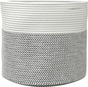 vidaXL Καλάθι Αποθήκευσης Γκρι και Λευκό Ø40 x 35 εκ. Βαμβακερό
