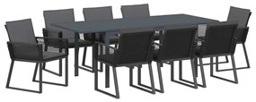 vidaXL Σέτ φαγητού για κήπο 9 pcs Μαύρο Πολυ ράταν