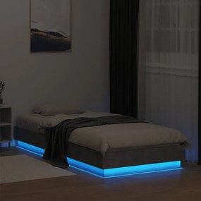 vidaXL Πλαίσιο Κρεβατιού με λυχνίες LED Γκρι Σκυροδέματος 90x200 εκ.