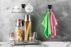 Stewehome Σετ διπλής πετσέτας μπάνιου με αυτοκόλλητη βάση Γκρι