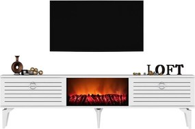 Stewehome Έπιπλο τηλεόρασης με τζάκι και ντουλάπι 150x29x44 cm