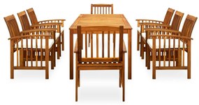 vidaXL Σετ Τραπεζαρίας Κήπου 9 τεμ. Μασίφ Ξύλο Ακακίας με Μαξιλάρια