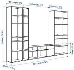 VIHALS συνδυασμός TV/αποθήκευσης, 337x37x200 cm 895.210.73