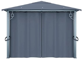 vidaXL Κιόσκι με Κουρτίνα Ανθρακί 400 x 300 εκ. Αλουμινίου