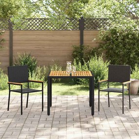 vidaXL Σέτ φαγητού για κήπο 3 pcs Μαύρο, Καφέ 90 x 90 x 75 cm