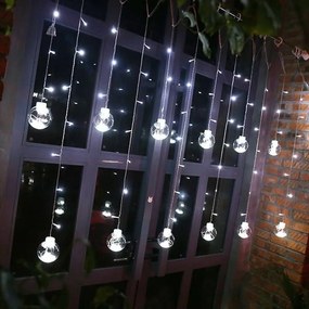 Χριστουγεννιάτικα Λαμπάκια Κουρτίνα Με Μπάλες σε Λευκό χρώμα 10LED 3m - Christmas curtain white light-640038-190627