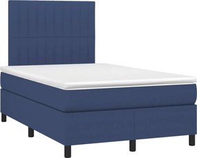 vidaXL Κρεβάτι Boxspring με Στρώμα &amp; LED Μπλε 120x190εκ. Υφασμάτινο