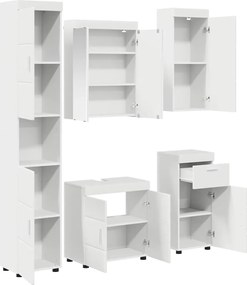 vidaXL Σετ Επίπλων Μπάνιου με συρτάρι TULUM Λευκό Επεξεργασμένο ξύλο