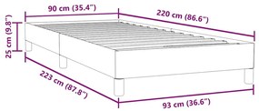 Box Spring κρεβάτι χωρίς στρώμα ανοιχτό γκρι 90x220εκ Βελούδινο - Γκρι